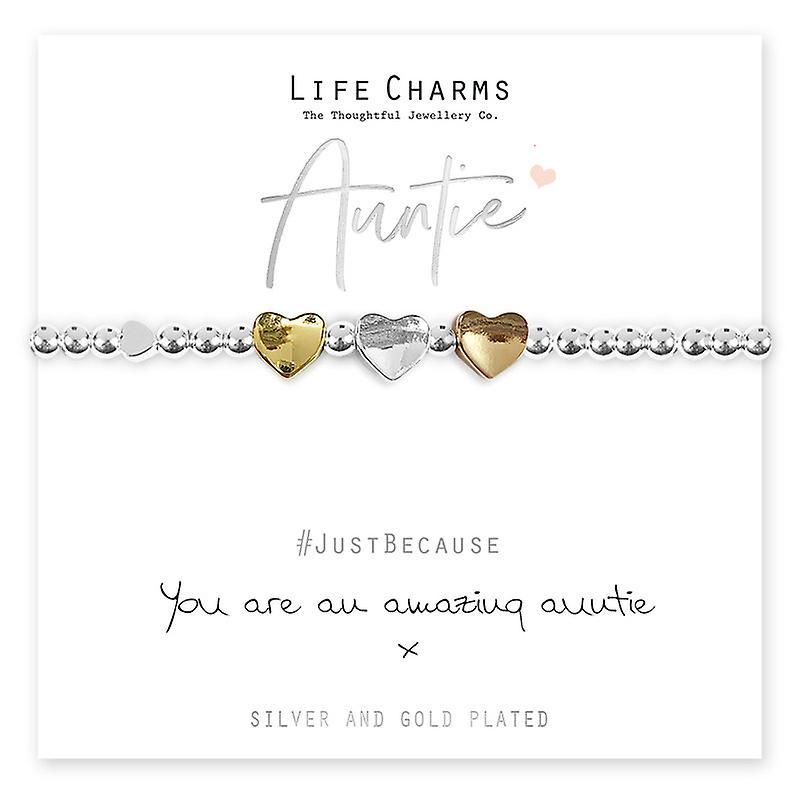 Life Charms Auntie Heart Bracelet Silver/Gold One Size