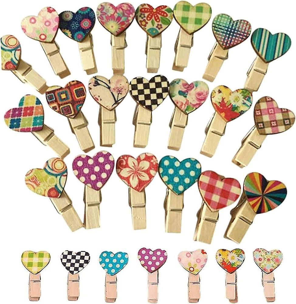 Tcgg-50 Pcs Mini Heart Wooden Clothespin Wooden Photo Clips Colorful Clothespins Mini Clips Craft Diy Photo Clip Paper Peg For Decor Valentine's Day/c