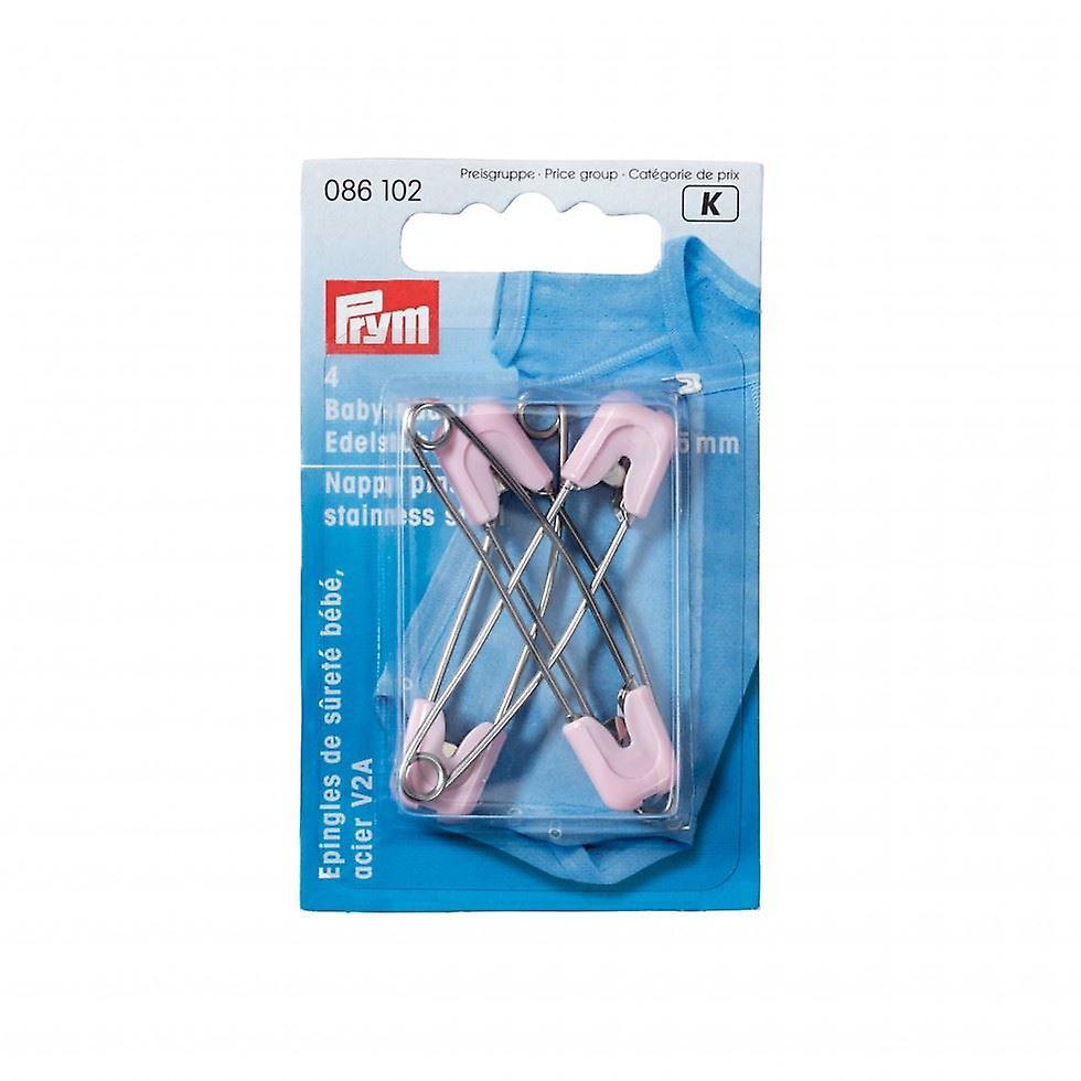 Prym Safety Nappy Pins  Light Pink - per pack of 4