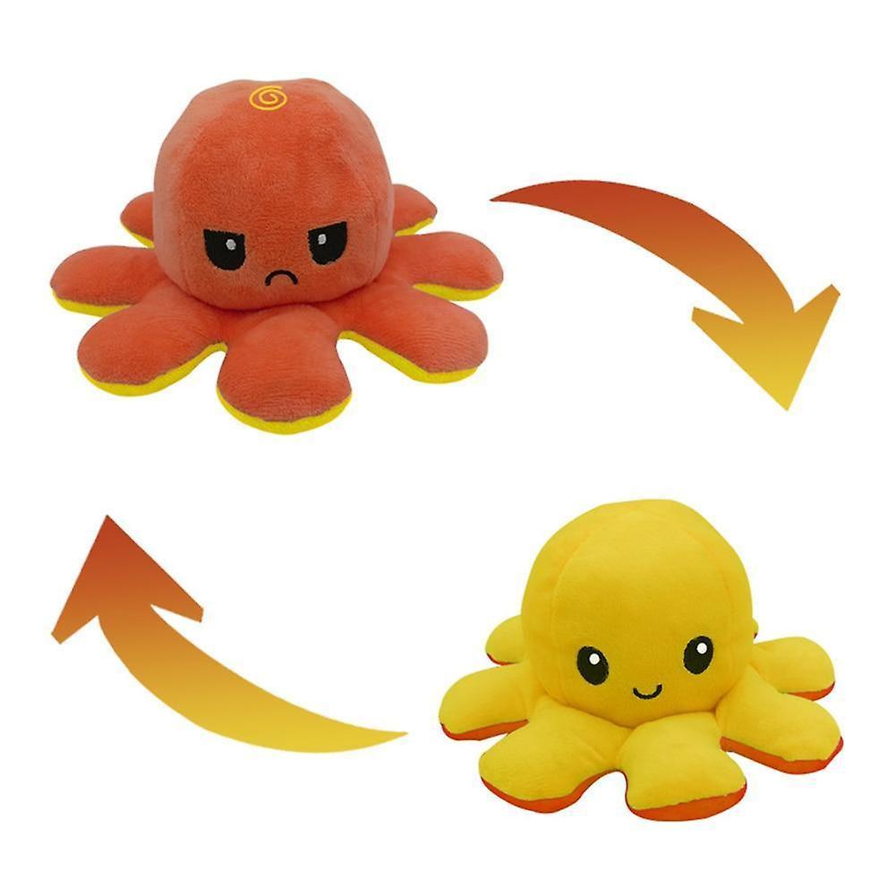 Slowmoose Octopus Design, Reversible Plush And Stuffed Doll Toy Yellow + Orange