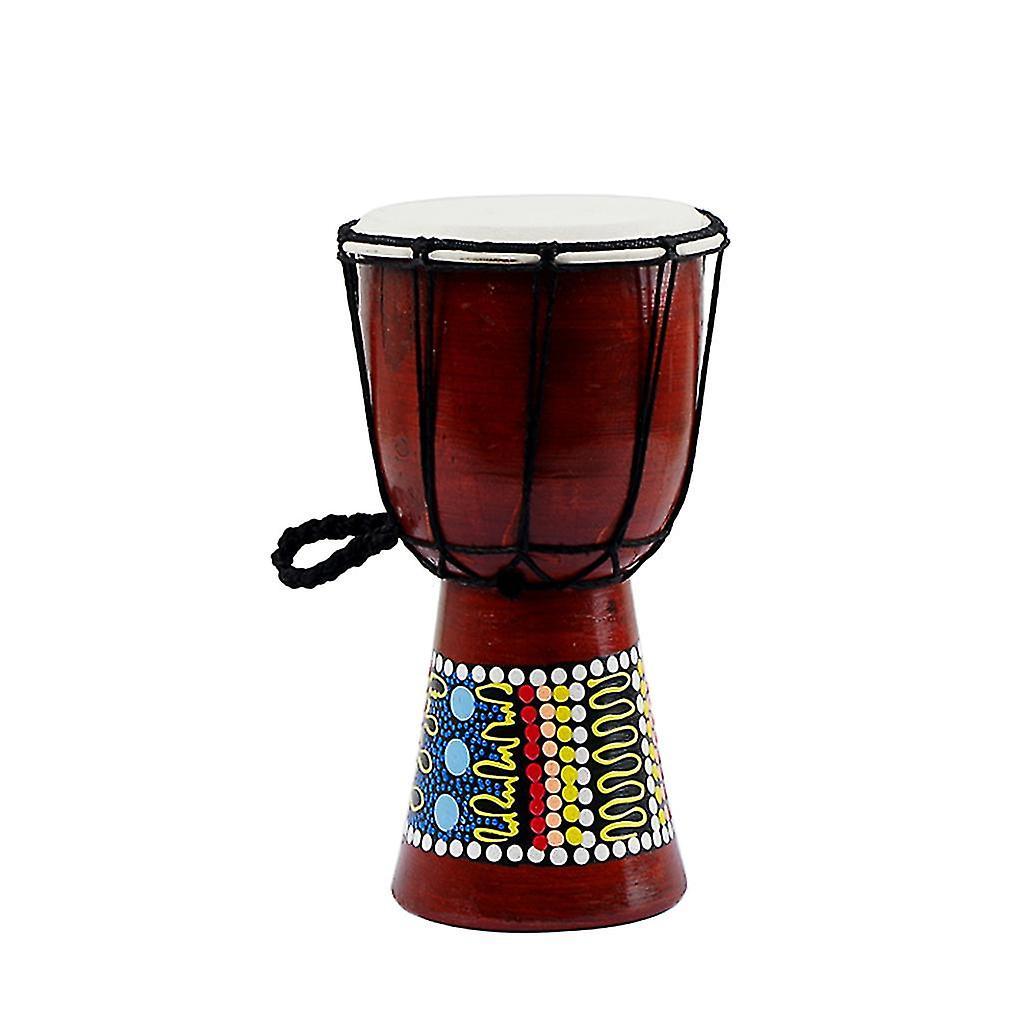 Traditional Djembe Drum 5 Inch Traditional African For Bongo Congo Djembe Drum Classic Wooden Colorful Painting Faux Goatskin Musical Instrument