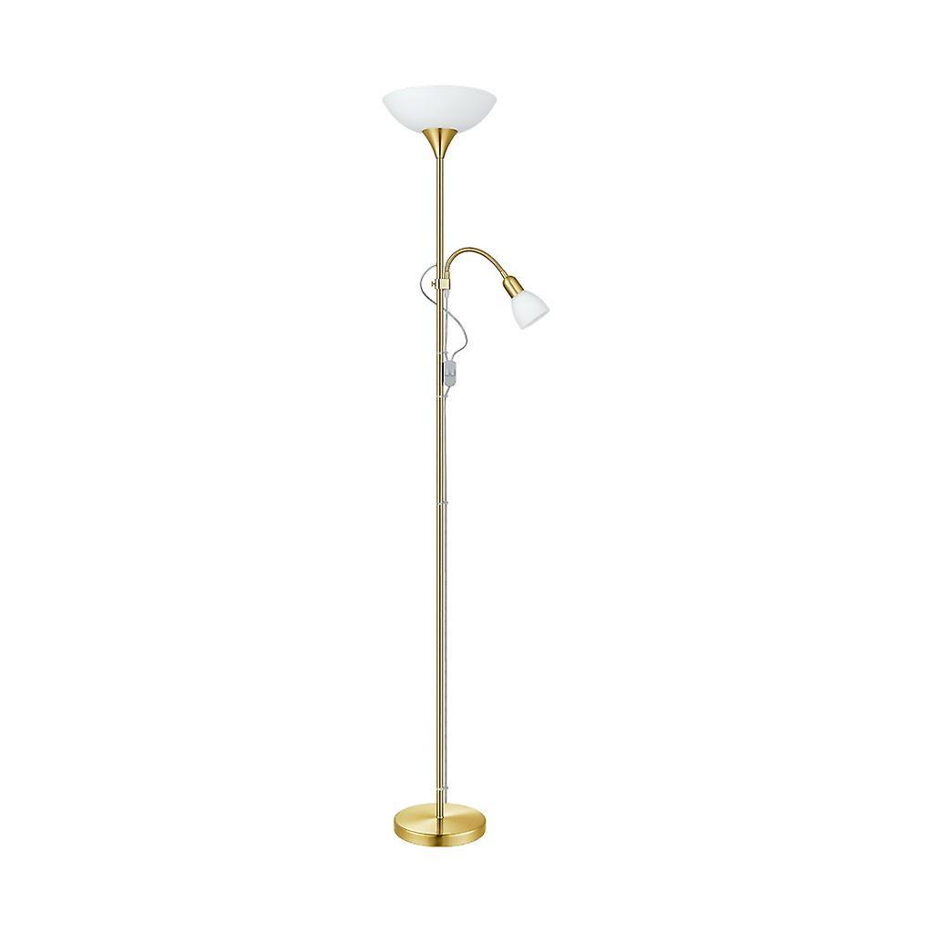 Eglo Lighting Up 2 Light Traditional Adjustable Floor Lamp Brass-Matt with Reading Light, E27