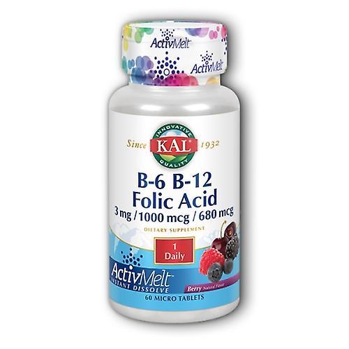 Kal B-6 & B-12 Folic Acid ActivMelt, 60 Tabs (Pack of 1)