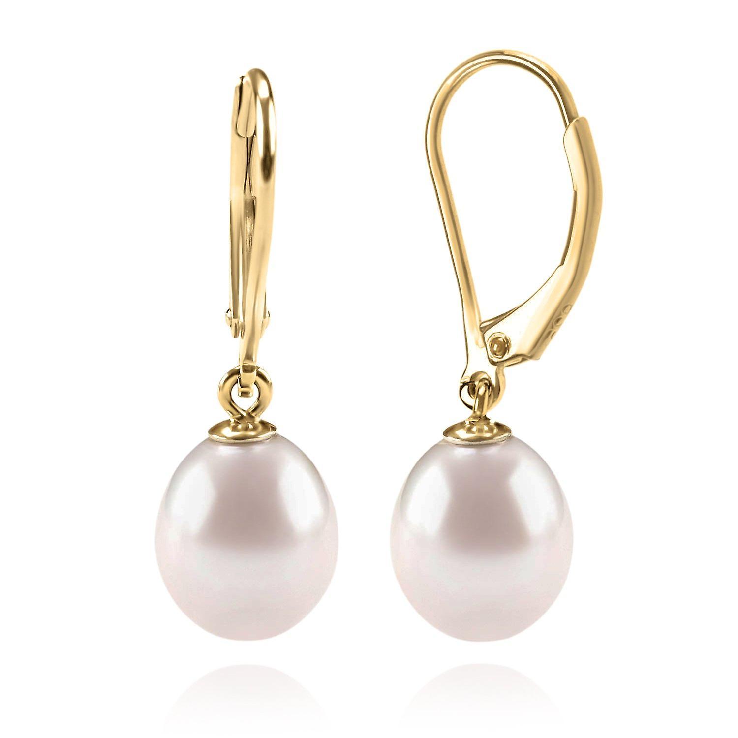 Asygv Featured AAA+ Quality Freshwater Cultured Pearl Earrings - Dangle Stud Pearl Earrings - Gold-8cm