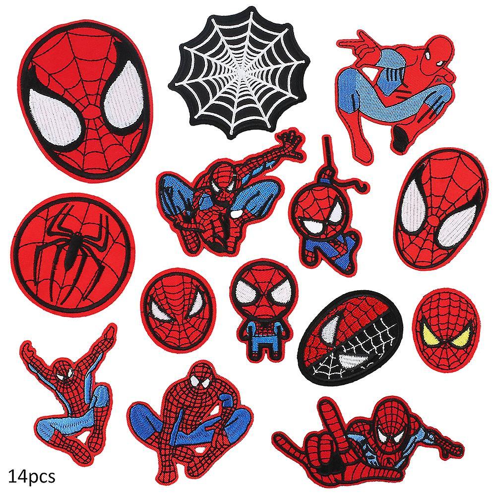 Bestdaily 14pcs Spider-man Series Embroidered Patches, Sew On Or Iron On Decorative Patch Applique For Clothes, Dress, Hat, Jeans, Bag, Diy Accesso...