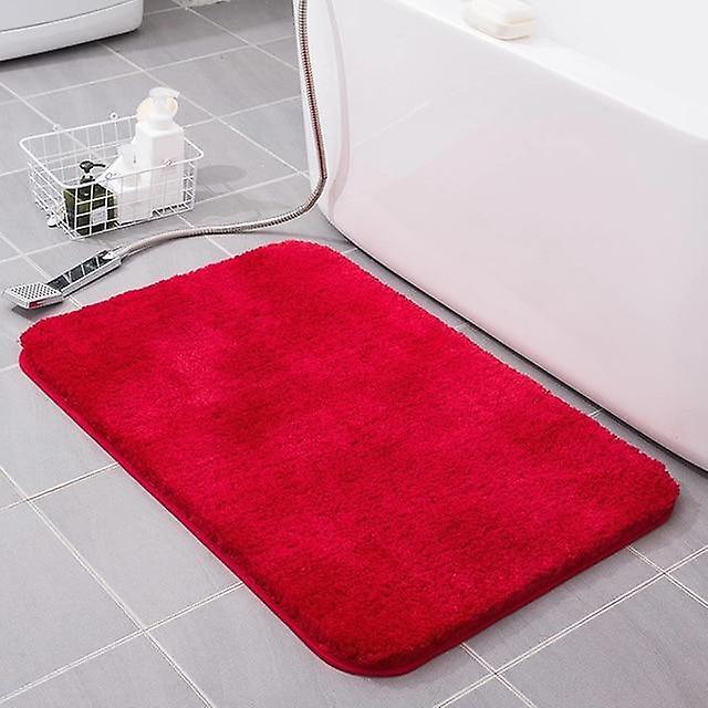 Slowmoose Super Absorbent Cotton Fiber Bath Mat - Bathroom Carpets And Rugs - Floor Mat red 60x90cm