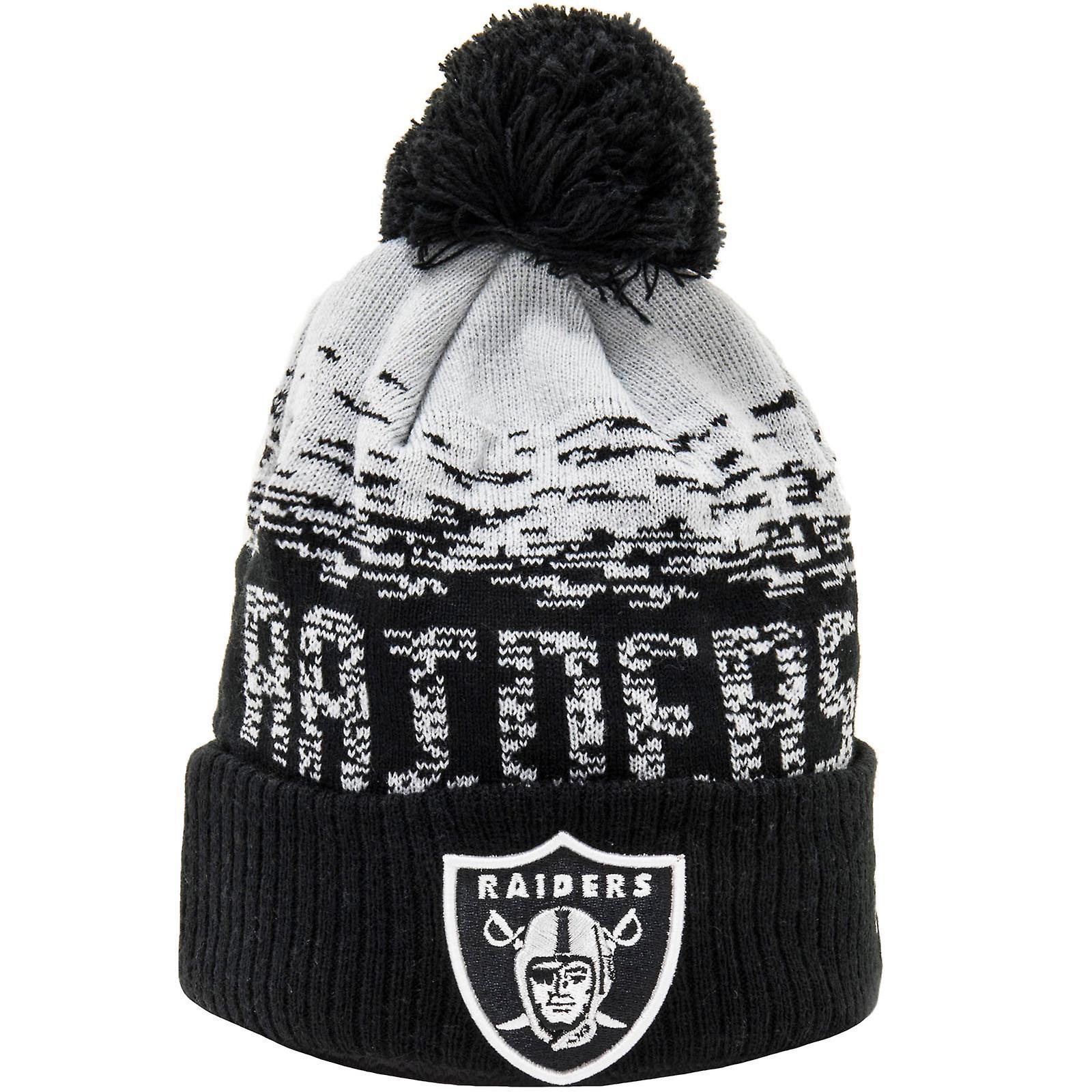 New Era Las Vegas Raiders Ombre NFL Football Winter Beanie Bobble Hat - Black One Size