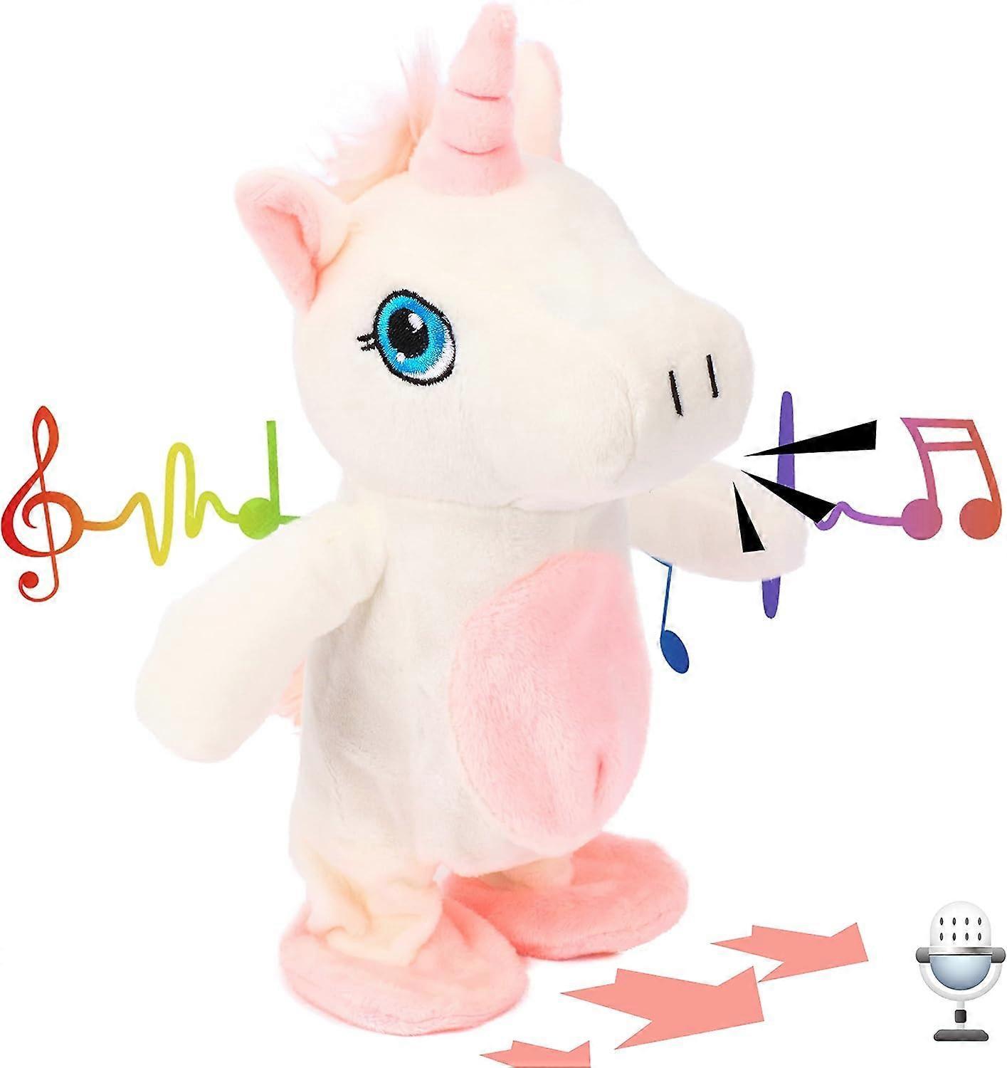 Ubiuo Talking Unicorn Repeats What You Say Walking Electric Interactive Animated Toy Speaking Plush Buddy Gift for Toddlers Birthday, 9.5''