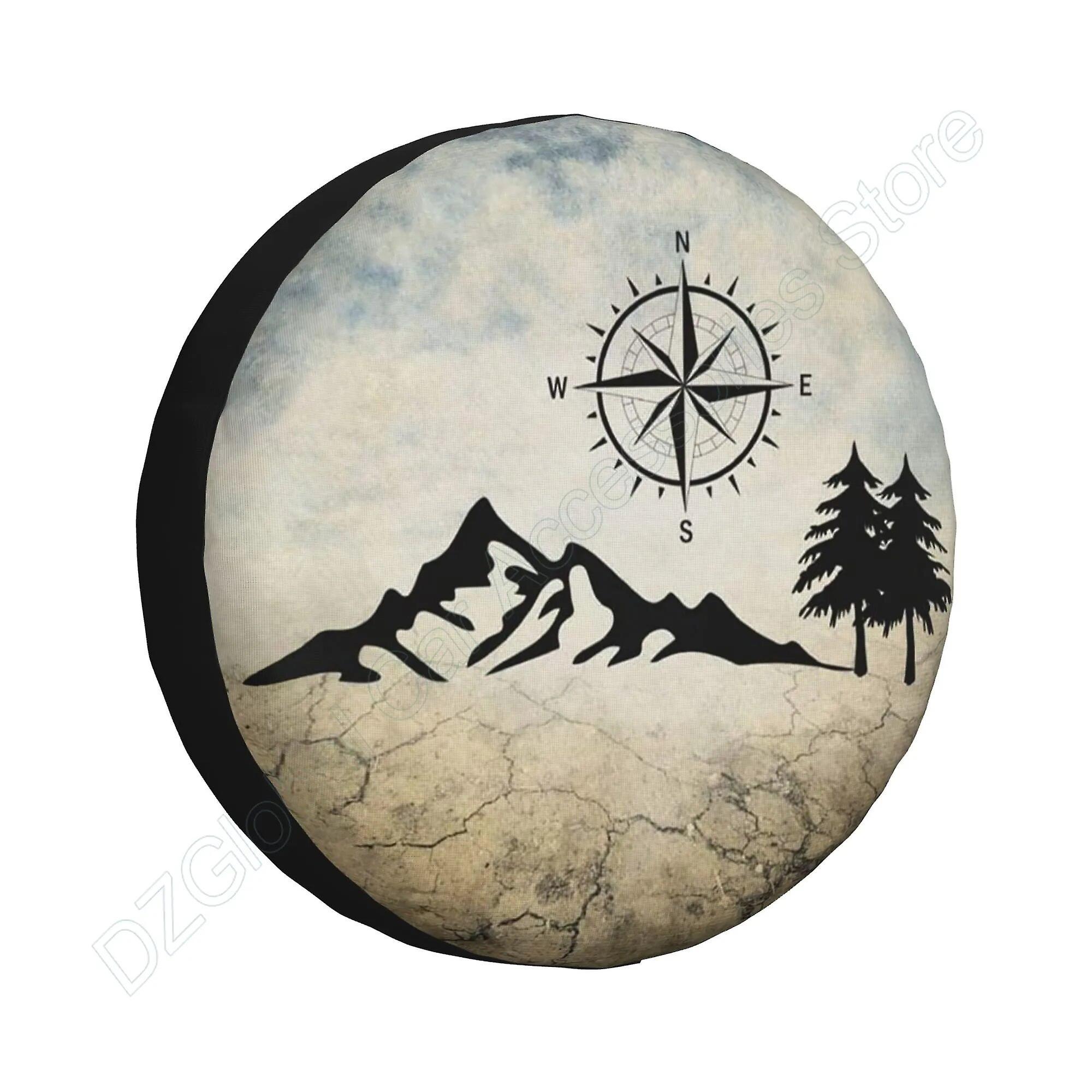 Motor Vehicle Wheel Parts Nature Mountain Compass Spare Tire Cover Wheel Protectors For Trailer Rv Suv Truck Camper Travel Trailer 14 15 16 17 Inch...