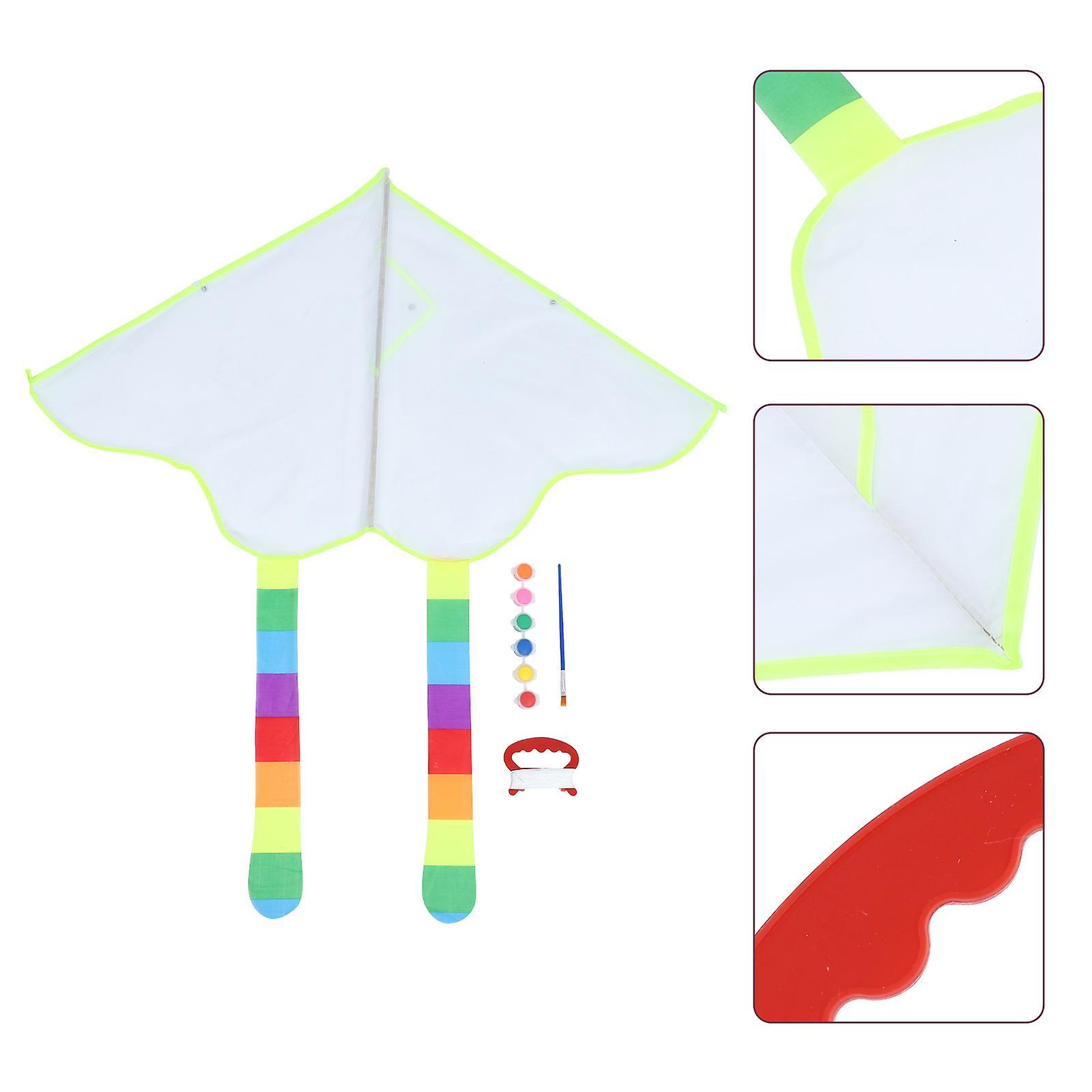 Tinksky 4 Sets Summer Crafts Kite Making Kit Bulk DIY Blank Painting Kite Kids Kite Coloring Kite White 100X80CM