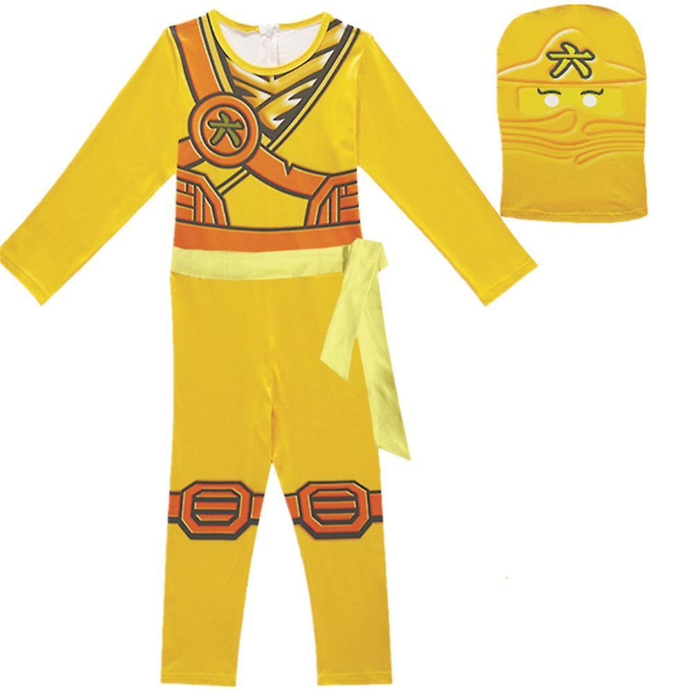 Shinestar Ninjago Costume Jumpsuits Kids Boys Girls Fancy Dress Halloween Party Cosplay Bodysuits Outfits Clothes Sets Yellow 5-6Years