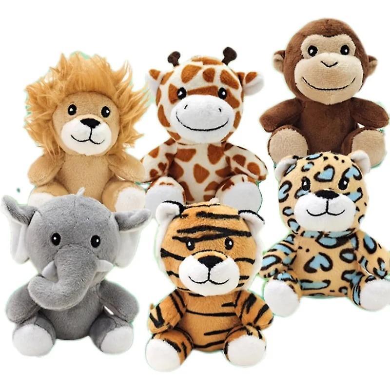 Aswei Mini Forest Animals Stuffed Plush Toy Sitting Lion Tiger Elephant Monkey Leopard Giraffe Doll Keychain For Kid Birthday Gifts 10CM