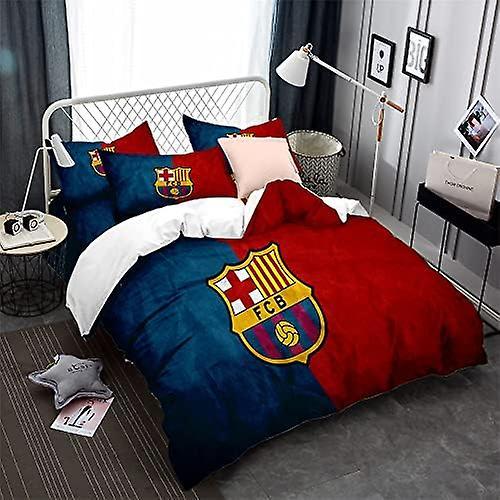 Kerota FC Barcelona Football Team Bedding Set with Pillowcase, Duvet Cover + 2 Pillowcases - Moisture-Proof, Hypoallergenic ) Single135x200cm