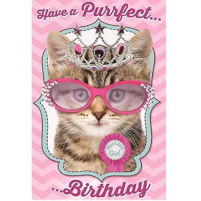 Generic Have A Purrfect Birthday Greetings Card Multicoloured One Size