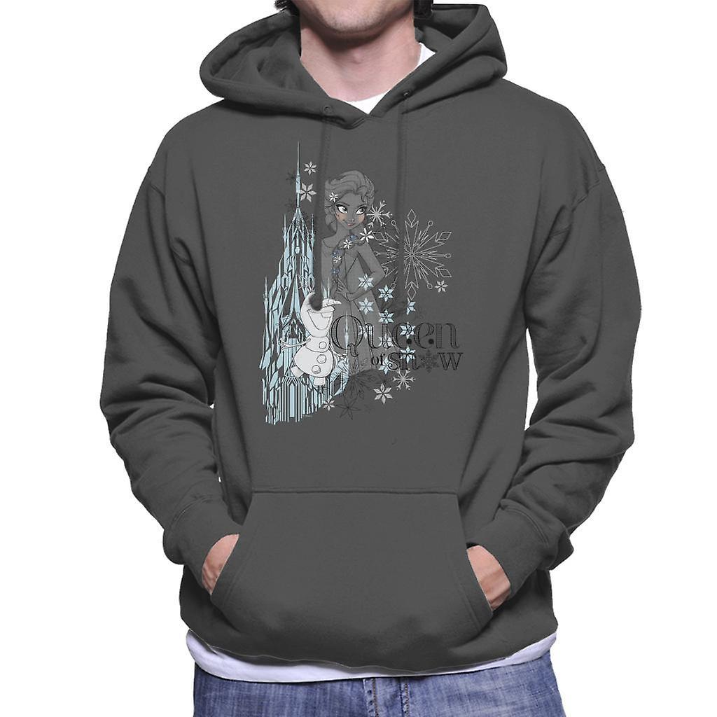 Disney Frozen Elsa Queen Of Snow And Olaf Montage Men's Hooded Sweatshirt Charcoal Large