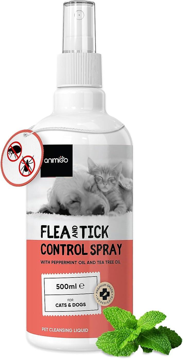 Flea & Tick Spray - 500 ml - Ticks & Flea Treatment For Dogs & Cats - Pest Cleansing Liquid - Animigo