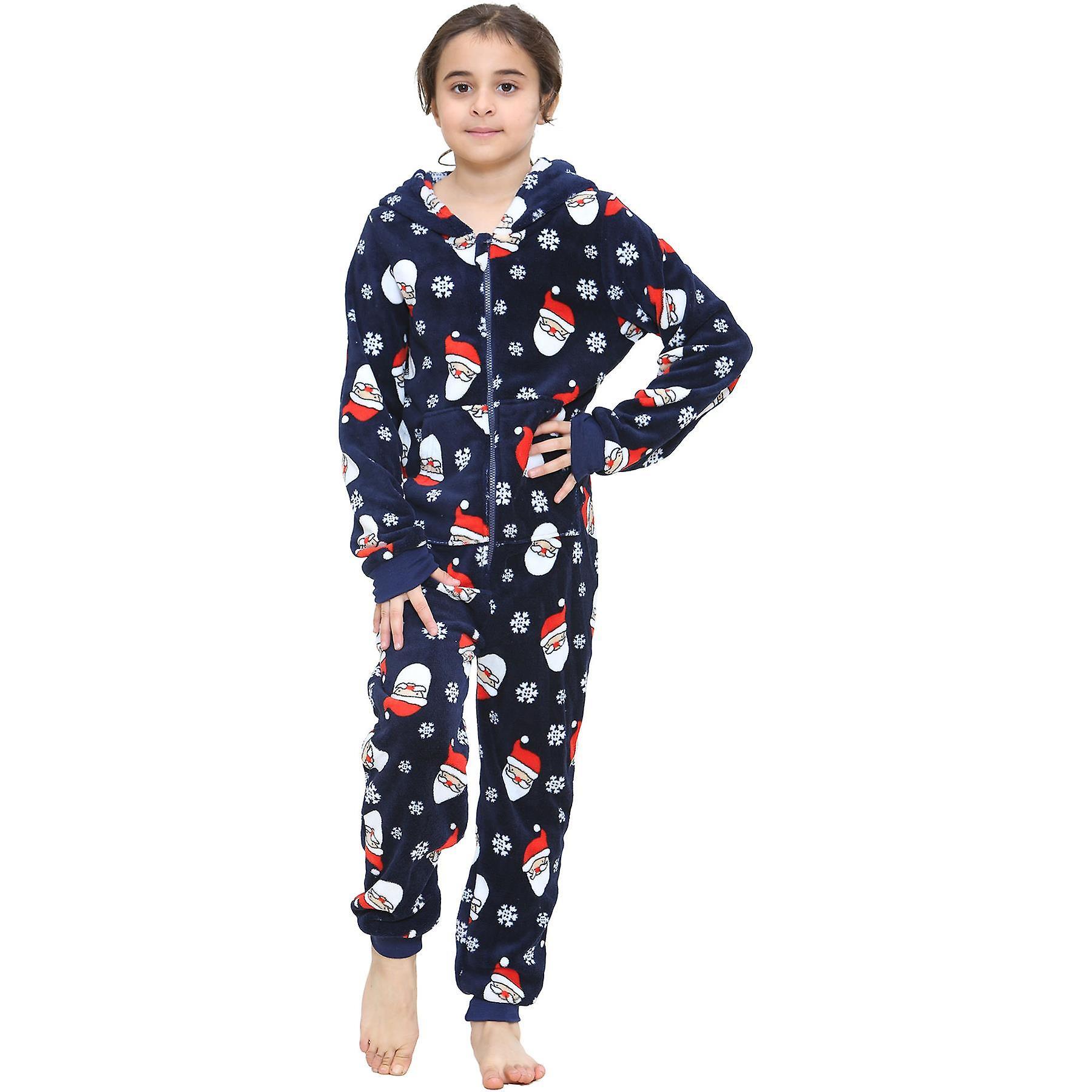 A2Z 4 Kids Kids Unisex Santa Print Loungewear Onesie Navy 3-4 Years