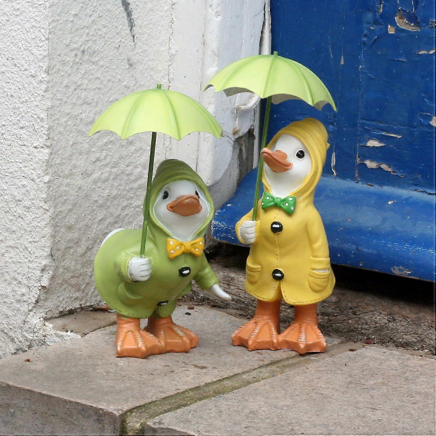 Mintian Dilly and Dally Garden Ducks, garden ornaments, Pair of Ducks, 21cm high with detachable umbrellas