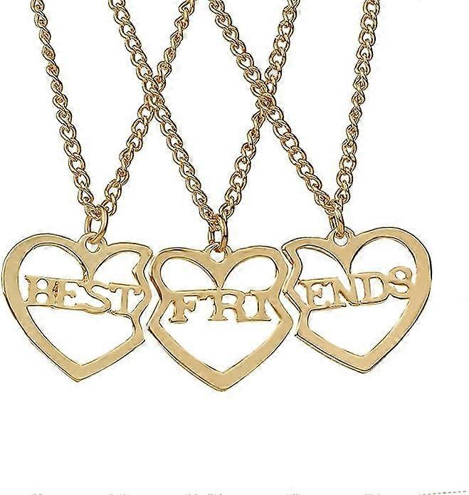 Botribas Best Friends Necklaces Splicing Heart Friendship Necklace BFF Necklace for 3 Girls Matching Pendant for Women Girls