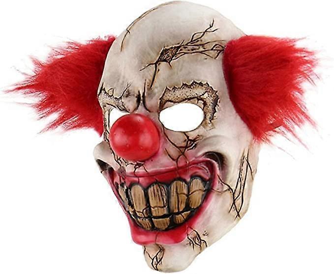 Augro Scary Clown Mask, Horror Clown Mask with Red Hair, Latex Halloween Bad Face Clown Mask, for Halloween