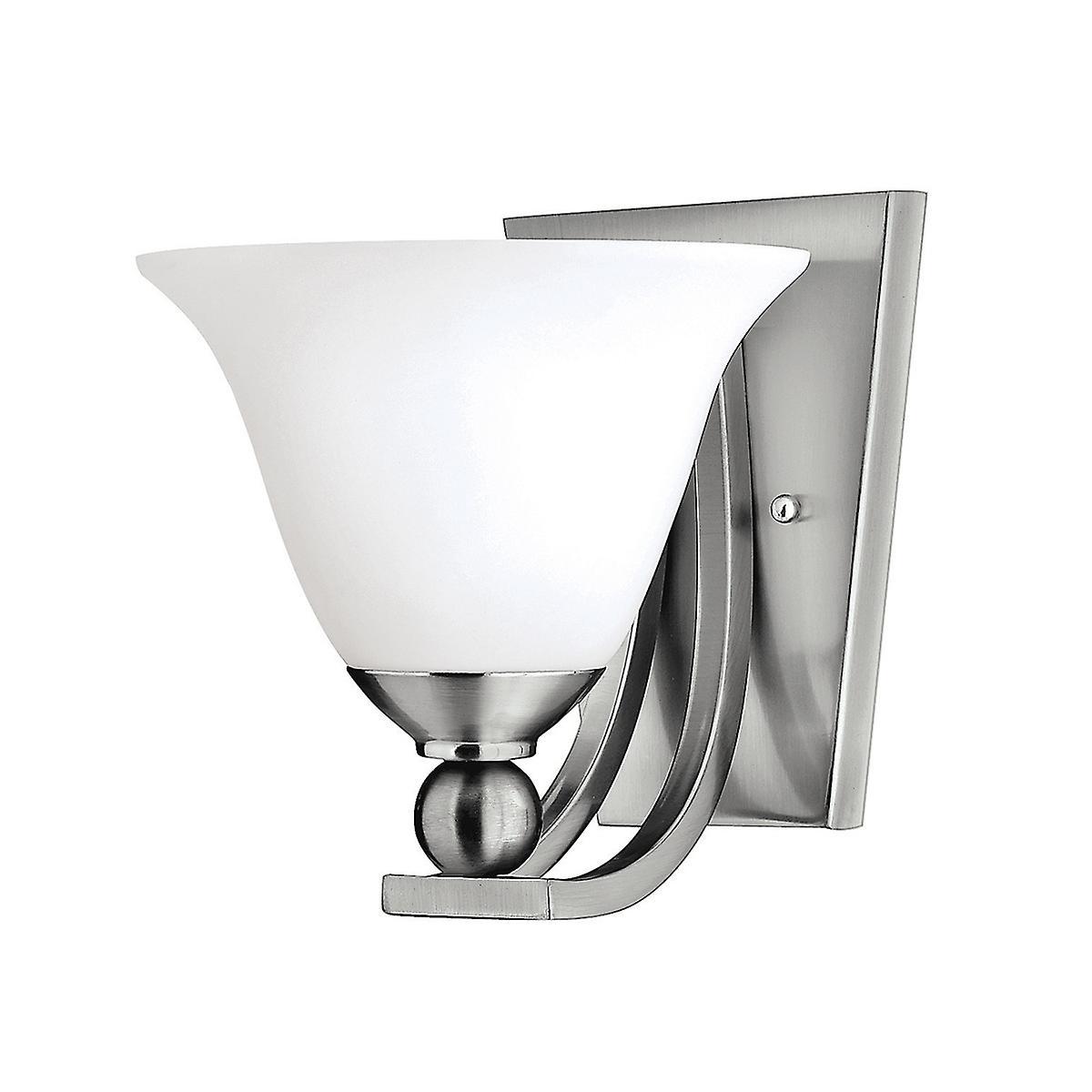 Bolla 1 Light Wall Light Brushed Nickel Glass Shade E27