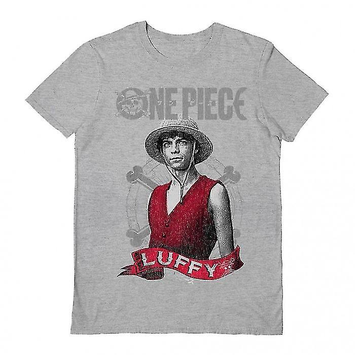 OnePiece One Piece Unisex Adult Live Action Luffy T-Shirt Grey M