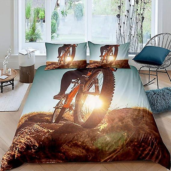 Bicycle Motorcycle Rider Bedding Duvet Cover Set For Kids Adults Quilt Cover Pillowcases L 135x200cm