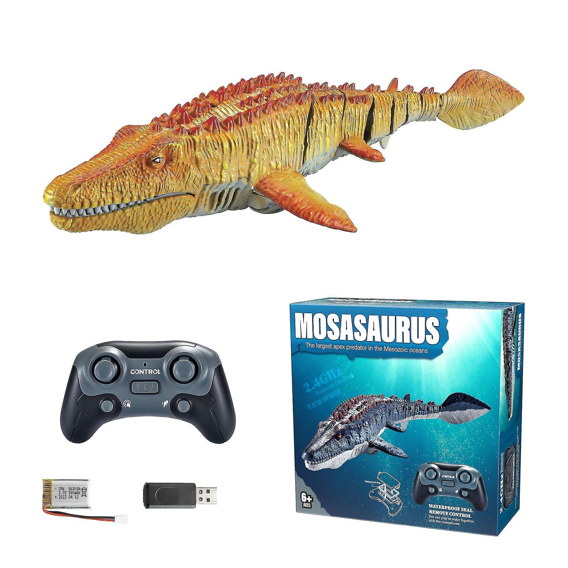 Bxs Remote Controlled Boat Simulations Dinosaur - Mosasaurus Rc Boat With Spray Water, 2.4 Ghz Rc Electric Dinosaur Toy Speedboat For Pool Bathroom...