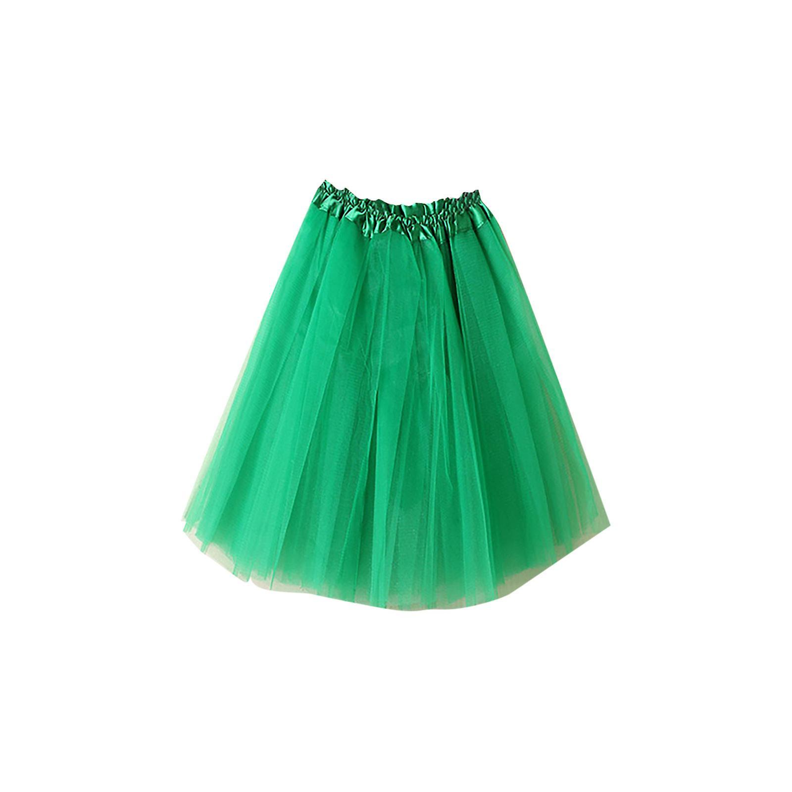 Taishh Womens Pleated Gauze Short Skirt Adult Dancing Skirt Green One Size