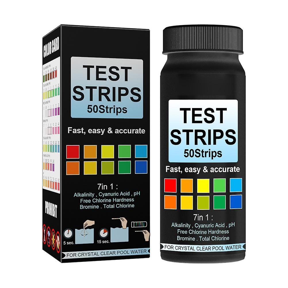 Water Test Strips 50Pcs 7 in 1 Water Quality Test Strips for Swimming Pool - PH, Chlorine, Bromine, Acidity, Cyanide