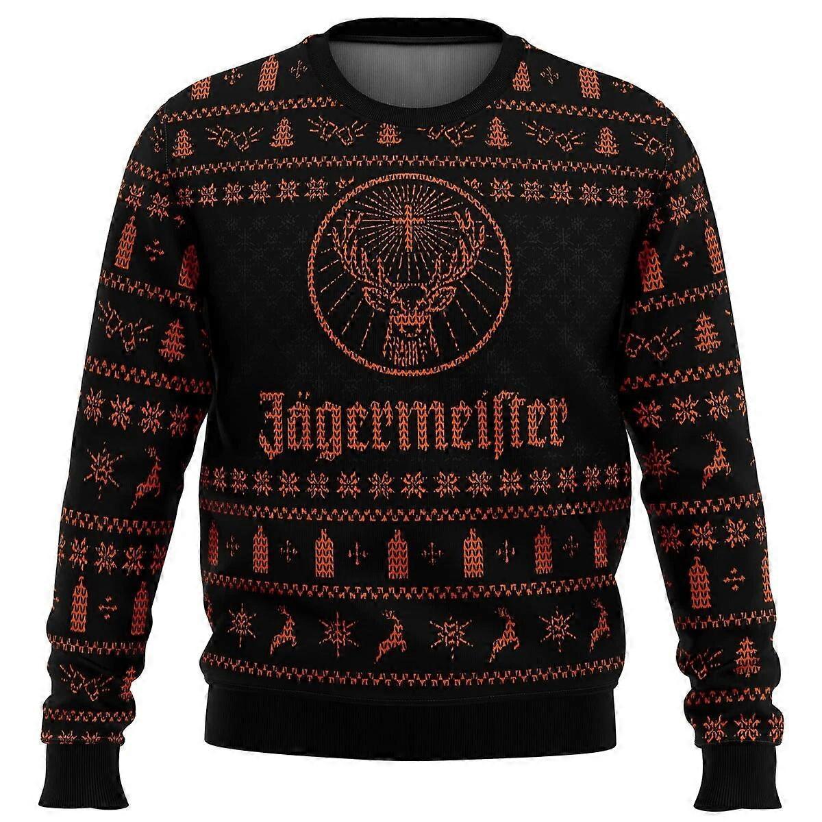 Hxetlv Jagermeister Ugly Christmas Sweater Christmas Sweater gift Santa Claus pullover men 3D Sweatshirt and top autumn and winter clot M 3