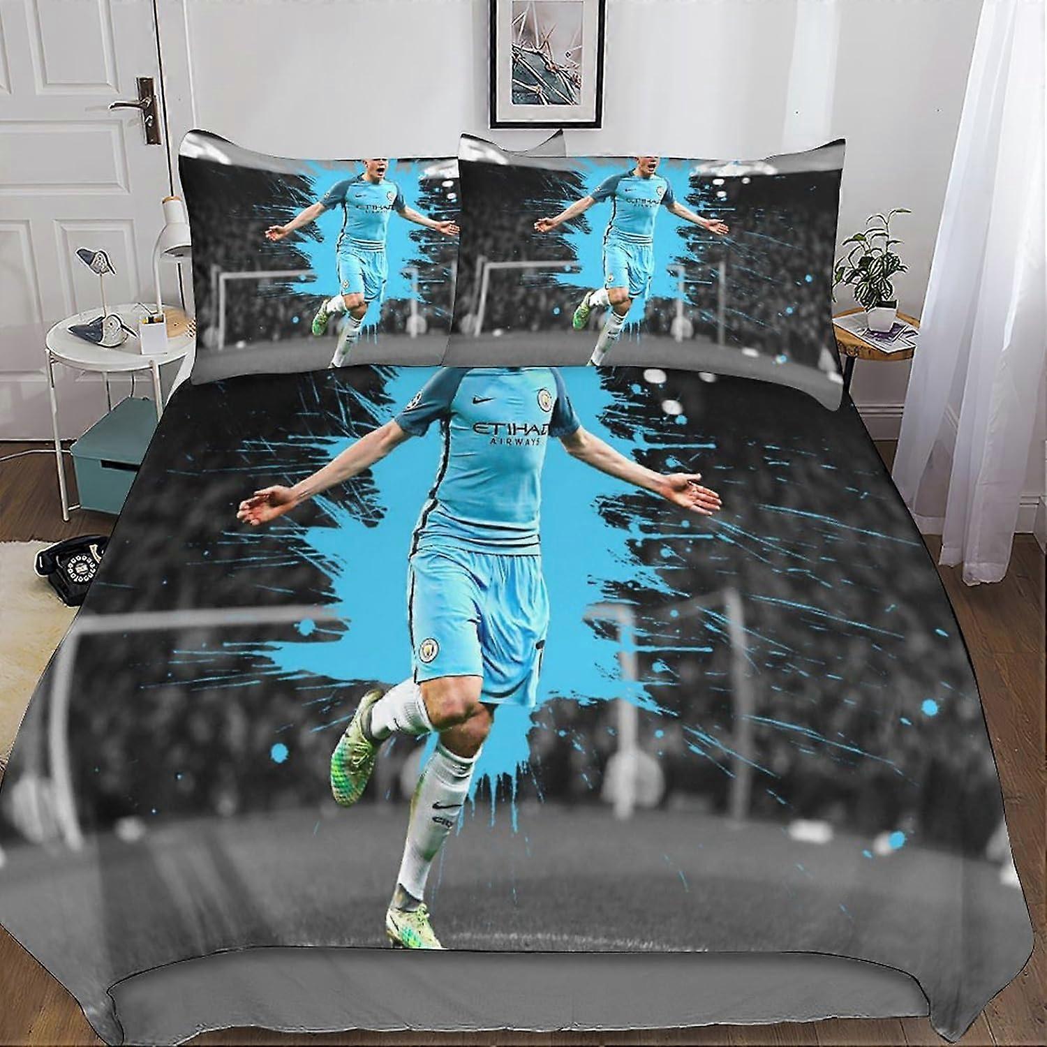 Kerota 3D Kevin De Bruyne Duvet Cover 3 Piece Bedding Set for Kids Teens Boys Microfiber with Zipper Closure Pillowcases Single135x200cm