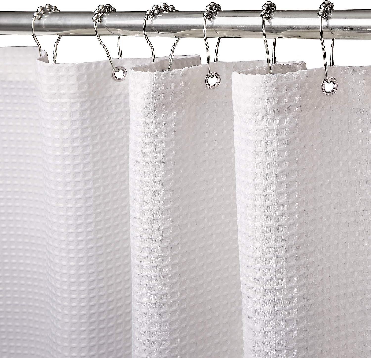 Sztxj Waffle Shower Curtain with Metal Rings Shower Curtain Bathtub Mildew Proof Fabric Heavy Duty Bathroom Curtain for Tub Shower Cabin, Weighted ...