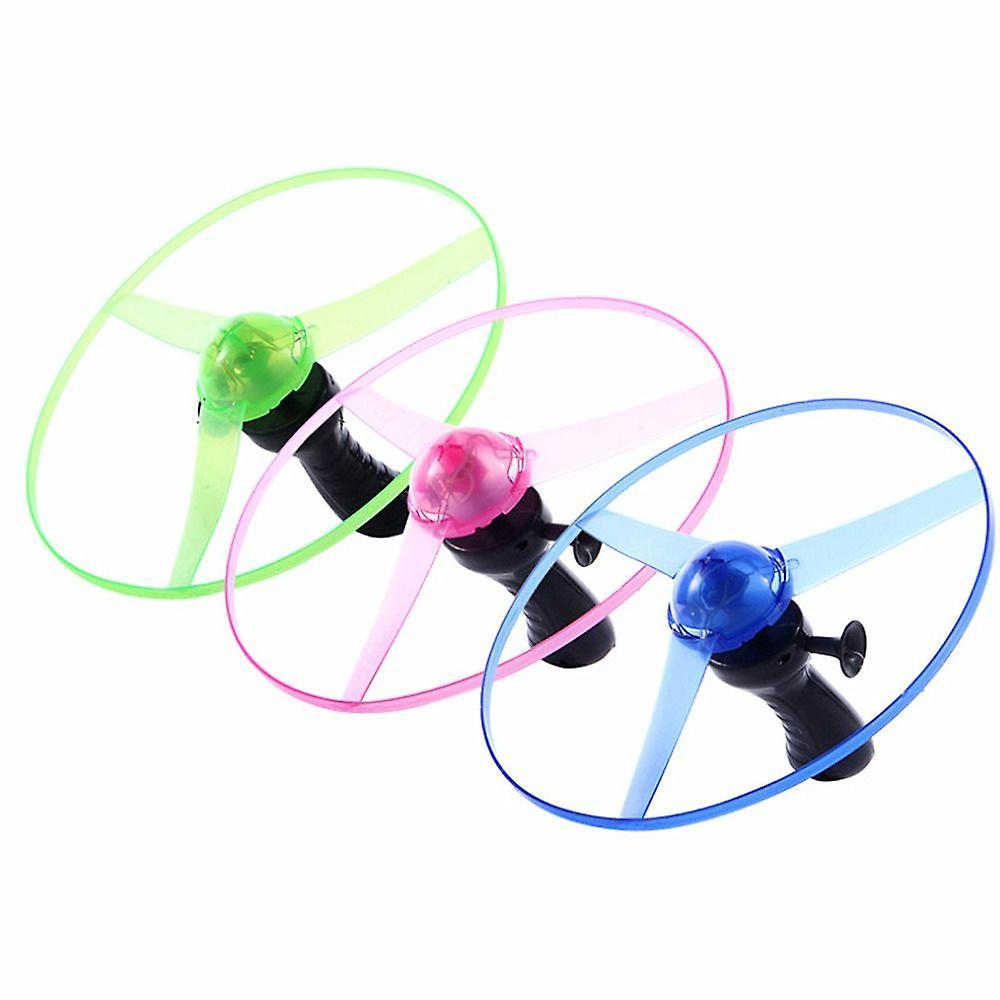 Bolongking LED Lighting Flying Disc Propeller Helicopter Toys Pull String Flying UFO Spinning Top Kids Outdoor Toys Fun Game Sports Random color 1pc