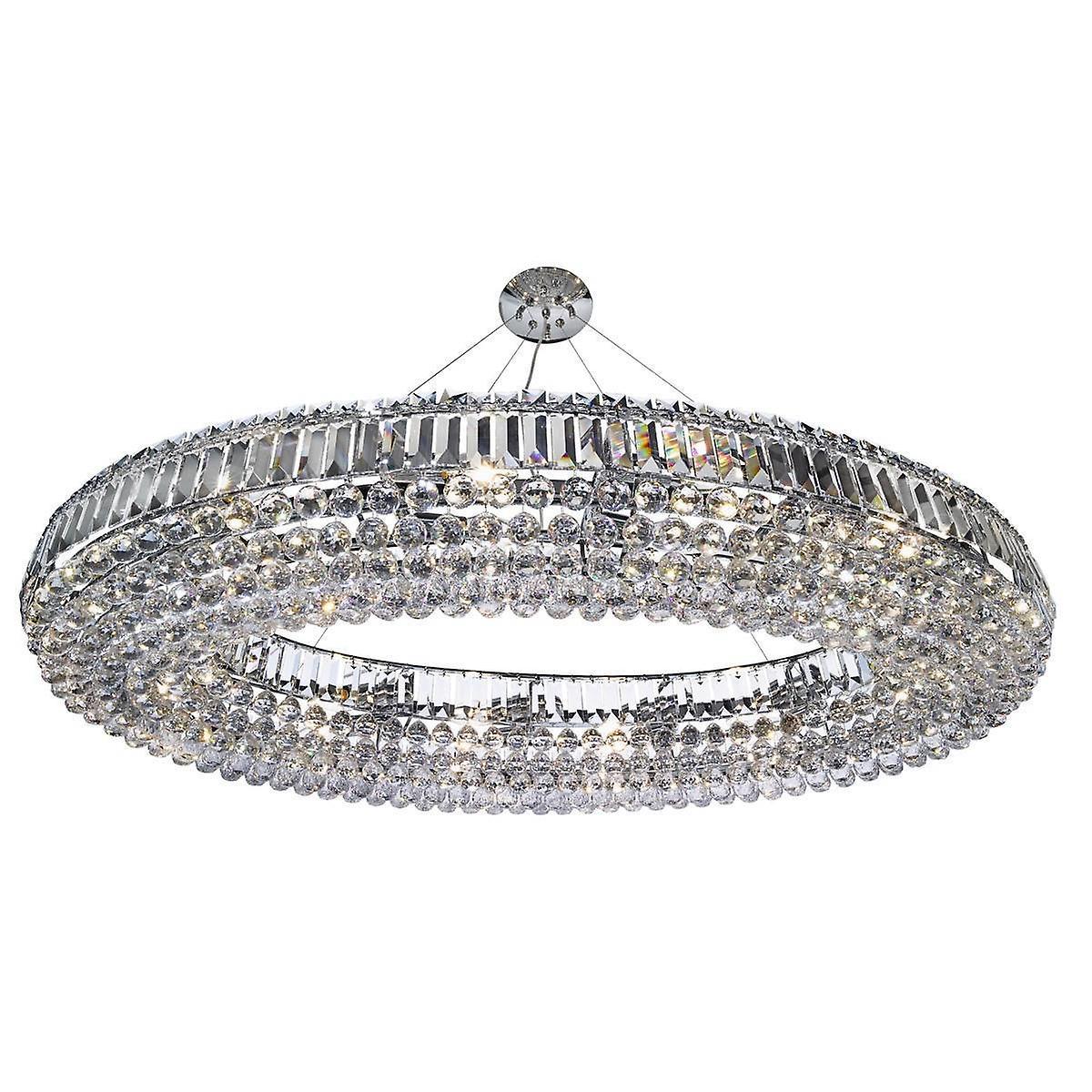 Searchlight Lighting Vesuvius 24 Light Ceiling Chandelier Chrome with Crystals, E14