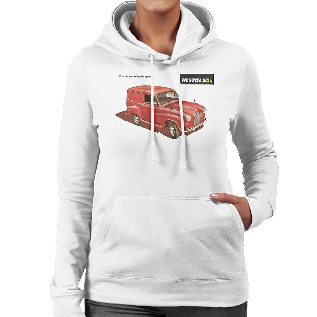 Austin A35 Goods Space British Motor Heritage Women's Hooded Sweatshirt White Large