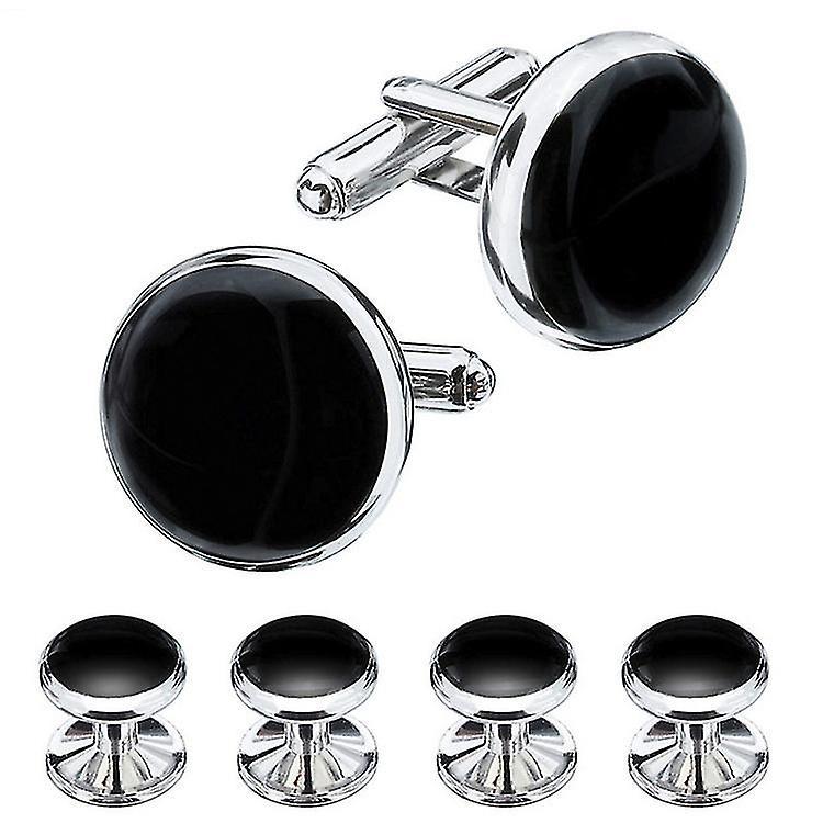 Bosheng Black Silver Tuxedo Cufflinks And Mens Cufflinks Set