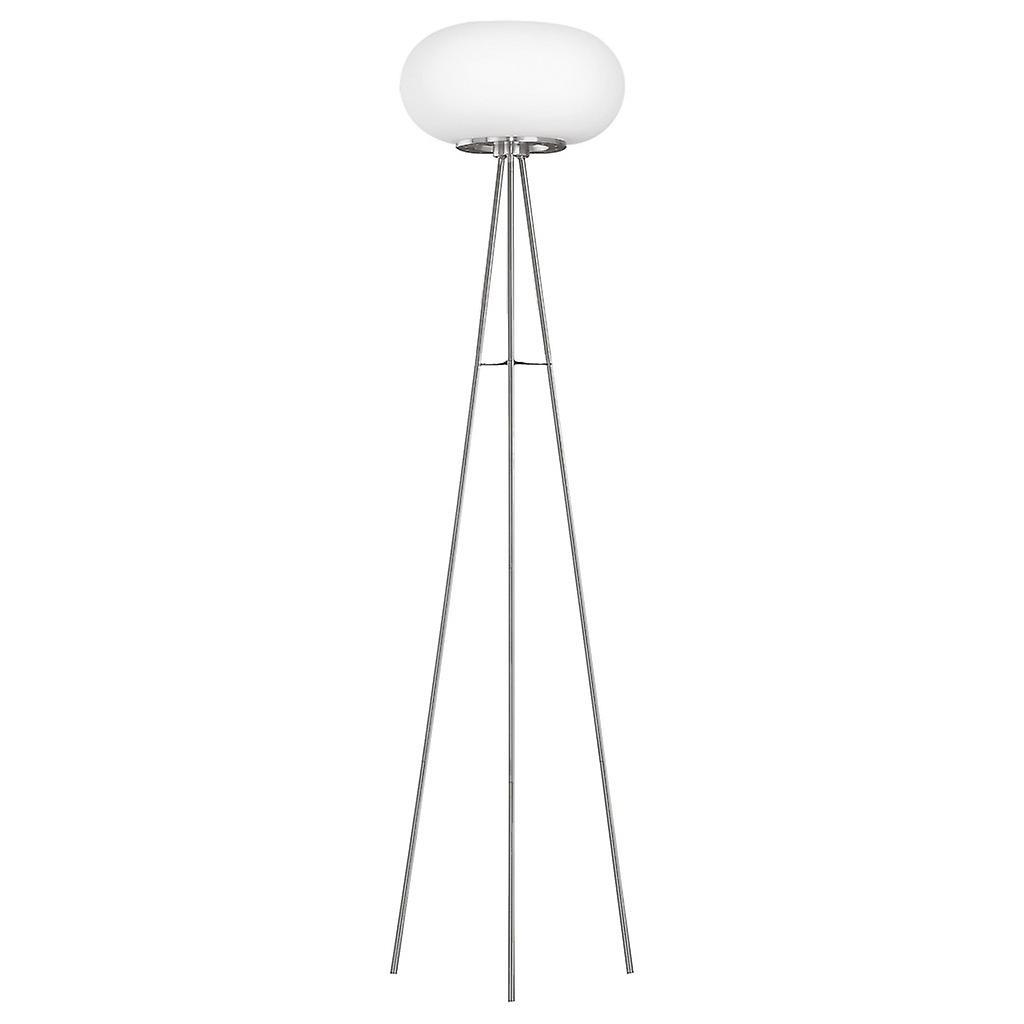 Eglo Lighting Optica 2 Light Floor Lamp Satin Nickel with White Opal Glass, E27