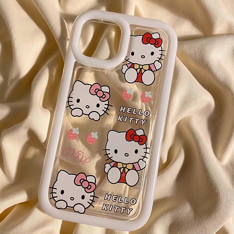 Aionyaaa Fashion Sanrio Hello Kitty Phone Case For Iphone 14 11 13 12 Pro Max Xr Xs Max 7 8 Plus Transparent Silicone Back Cover Y2k Girl 01 For iP...