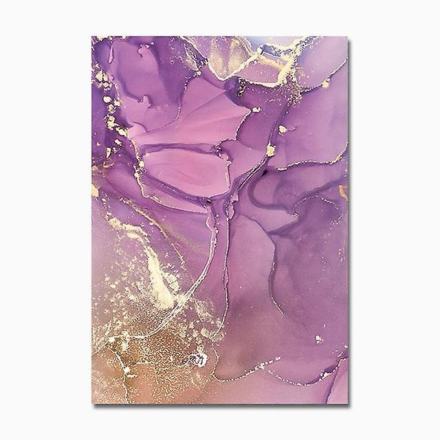 Slowmoose Colorful Golden Poster - Modern Abstract Canvas Painting Wall Art 13x18cm No Frame / D