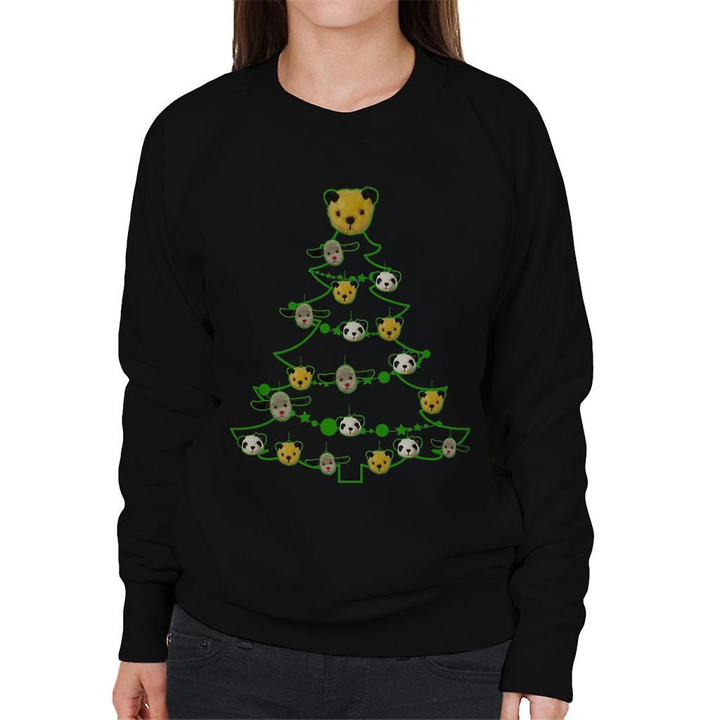 Sooty Christmas Tree Green Silhouette Women's Sweatshirt Black Large