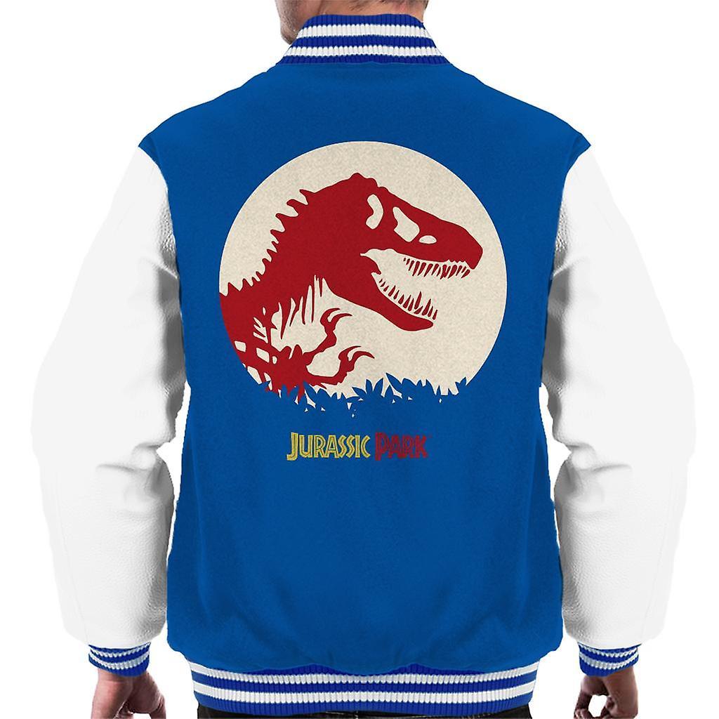 Jurassic Park T Rex Red Skeleton Icon Men's Varsity Jacket Royal/White X-Large