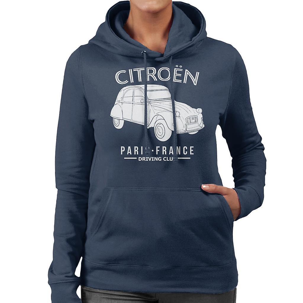 Citro�n Citroen Driving Club White 2CV Paris France Women's Hooded Sweatshirt Navy Blue Large