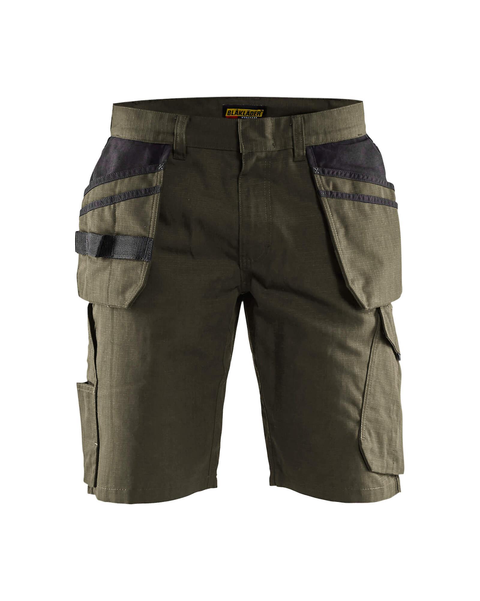 Blaklader 1494 shorts nail pockets - mens (14941330) Dark olive green/black