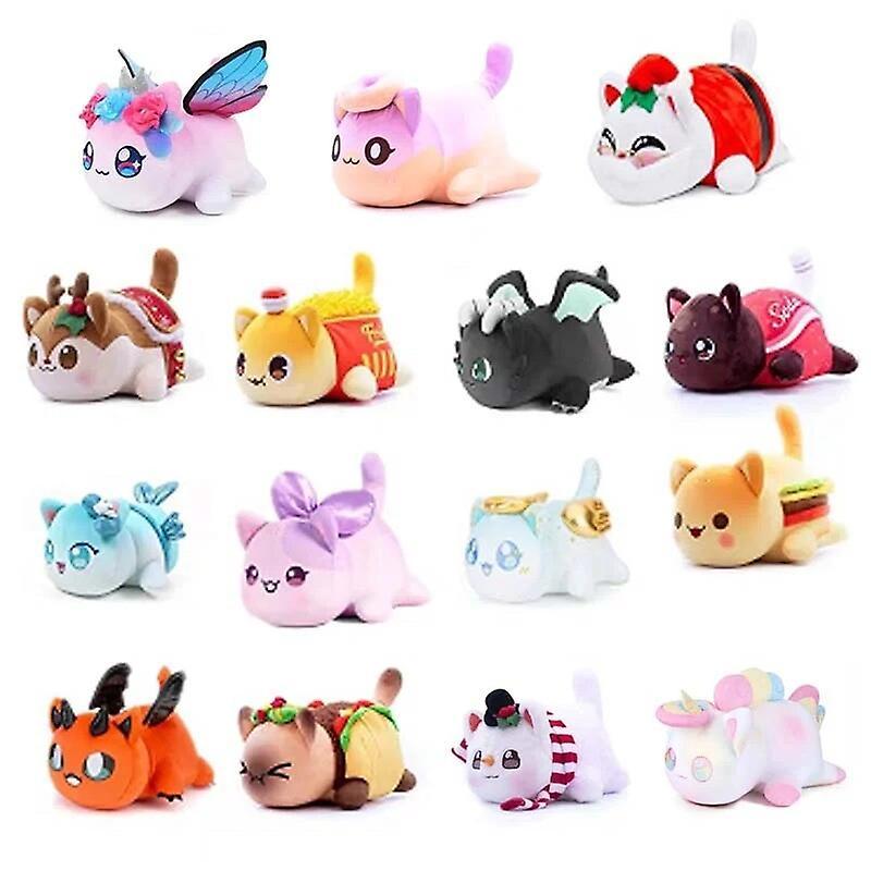 Hcankcan Meemeow Aphmau Plush Meemeows Food Cats Plushie Bunle Ahpmau French Fries Burger Pillow Plush Toys Kawaii Cute Plushy Cats Doll 24