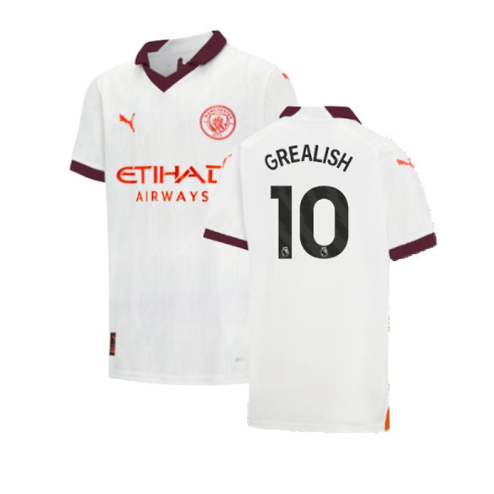 Puma 2023-2024 Man City Away Shirt (Kids) (GREALISH 10) White 13/14 Years - 32-34 inch Chest