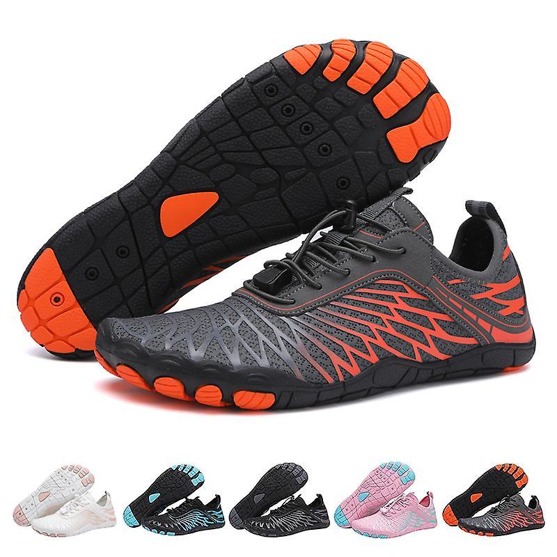 Moye Lorax Pro Barefoot Shoes For Men Women Hike Footwear, Non-Slip Riding Beach Shoes Grey orange 38