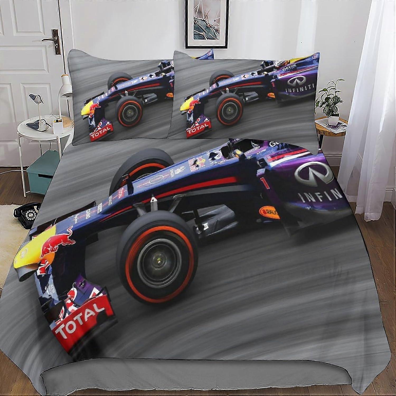 Kerota Formula 1 Bedding Set with F1 3D Printed Duvet Cover, Microfiber Zipper Closure with Pillowcases, for Boys, Girls and Adults Double Single13...