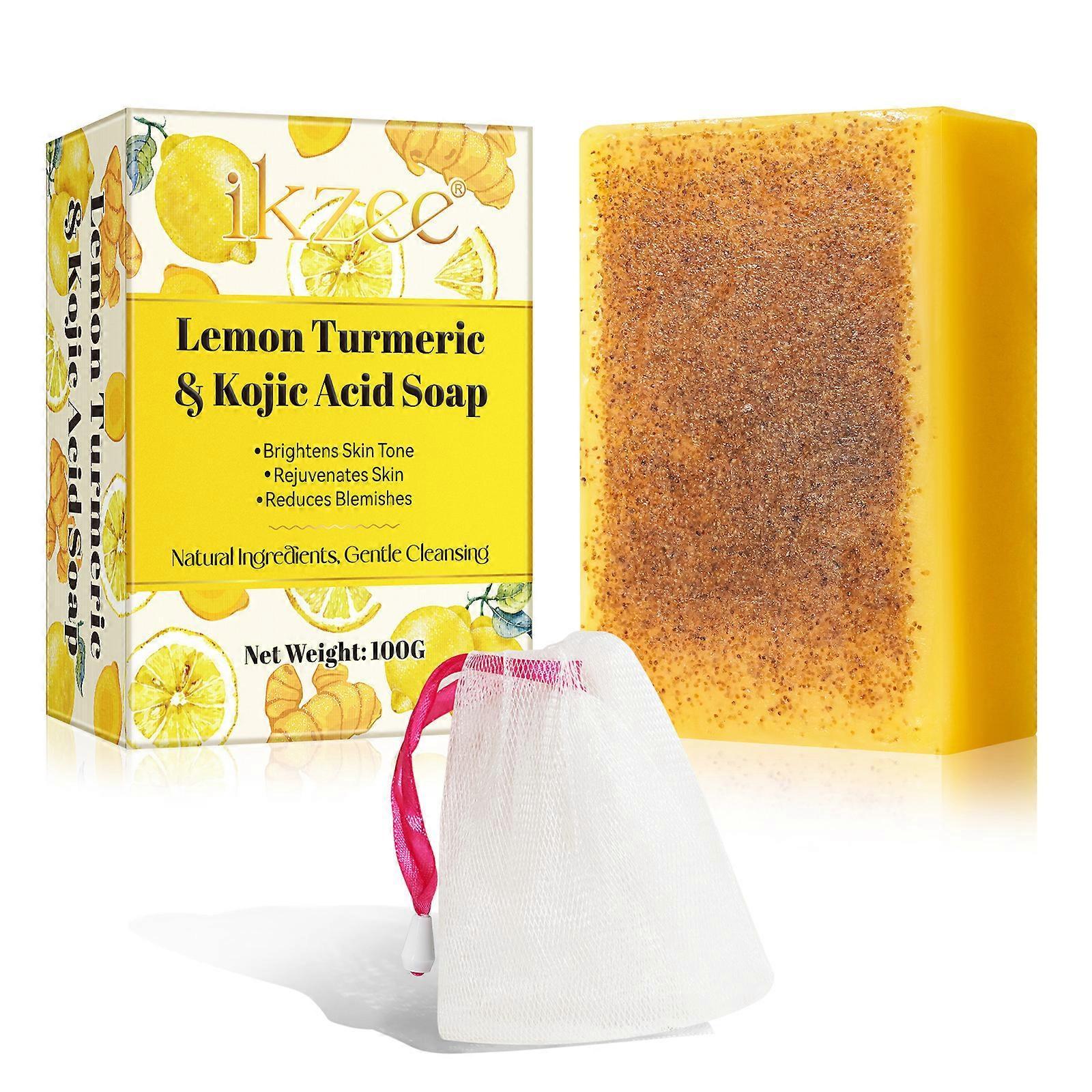 Unbrand Lemon Turmeric Kojic Acid Soap Bar,Cleansing Handmade Turmeric Soap For Hyperpigmentation,Turmeric Soap Bar For Face & Body 1 Pcs