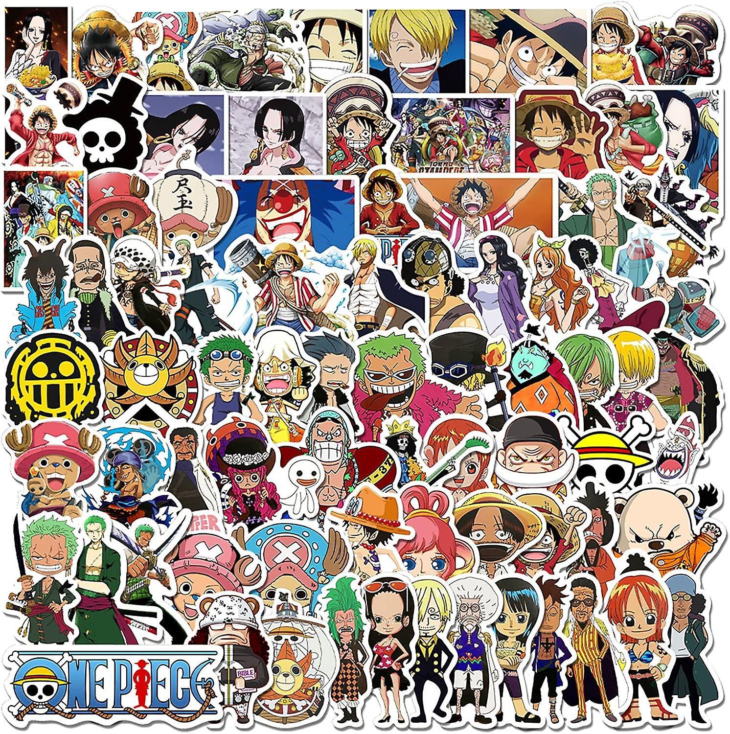 Heyone 100pcs One Pcs Piece Anime Stickers, Nami Zoro Ace Luffy Chopper One Pcs Sickers, Repeating Waterproof Stickers For Kids Adults